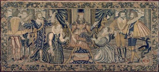 Wandteppich, das Opfer Isaaks darstellend